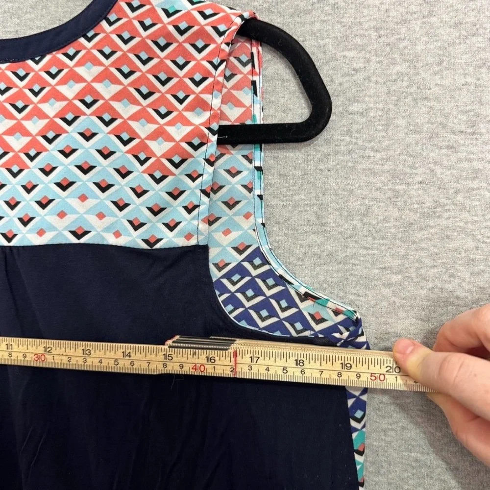 DR2 Boho Geometric Tank Top Sleeveless Navy‎ Coral Teal Size M Festival Summer - Picture 7 of 9